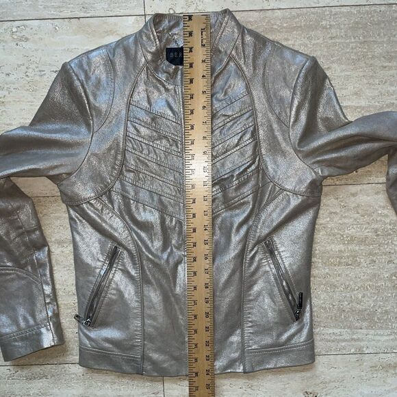 Bernardo Design Womens 100% Leather Jacket Gold Metallic Size M‎ - Picture 4 of 6